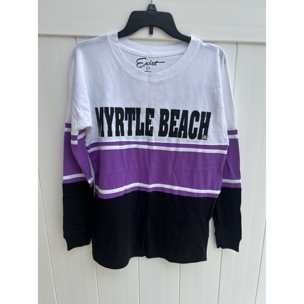 Myrtle Beach T Shirt Womens Small Long Sleeve Touristy ColorBlock